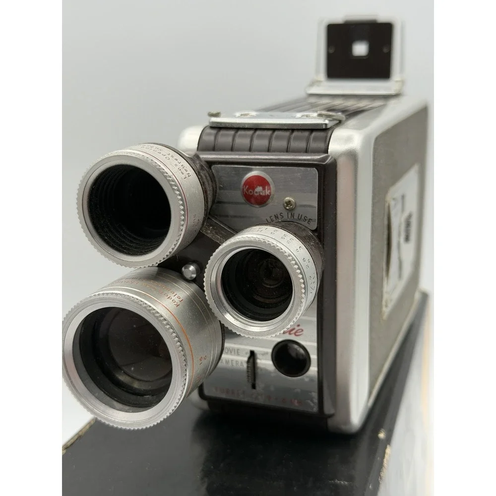 Vintage Collector's Item Kodak Brownie Turret 3 Lens f/1.9 8mm Movie Camera CIB